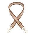 Detail of jacquard woven adjustable strap with golden lobster claws and hardware - Pink Khaki