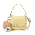 Sweet yellow lace handbag for girls with blue polka dots and a heart plush pendant - Yellow