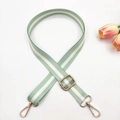 Adjustable light green and white striped nylon shoulder strap with gold metal hardware - 2.5cm + Gold Buckle / Light Green Striped