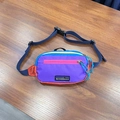 Kids purple nylon fanny pack with multi-color contrast panels and adjustable strap - Purple