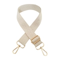 Detail of adjustable cream arrow weave bag strap with premium gold swivel lobster clasps - Off White