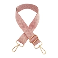 Adjustable 3.8cm wide pink herringbone woven crossbody bag strap with gold metal buckles - Pink