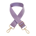 Detail of adjustable lavender chevron guitar strap with gold metal lobster clasps - Purple