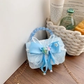 Mini bolso bandolera de encaje azul claro para niña con lazo y cadena dorada - Estrella azul