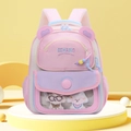 Zaino per bambini rosa e viola con orecchie da orso e ciondoli di peluche a forma di cane - Rosa Con Pendente