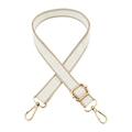 Adjustable cream white crossbody strap with gold metal hooks and meander pattern - 2.5cm-Gold Buckle / White Khaki