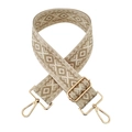 5cm geometric jacquard woven bag strap with gold lurex and metallic hooks - Gold Thread X-Diamond