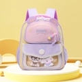 Zaino asilo viola e giallo con orecchie 3D e decorazioni con cuccioli di peluche - Rosa e Viola Con Ciondolo