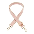 Pink and beige geometric woven crossbody bag strap with gold metal lobster clasps - 2.5cm-Gold Buckle / Pink
