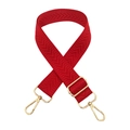 Detail of red chevron pattern bag strap with adjustable gold lobster metal buckles - Red