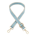 Adjustable light blue geometric maze pattern shoulder strap with gold metal hardware - Light Blue