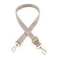 Adjustable 2.5cm beige wide fabric strap with geometric pattern and gold hooks - Beige Grey