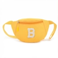 Bright yellow nylon waist bag for kids with white towel embroidered letter B patch - Letter B Style / Bright Yellow