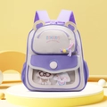 Zaino bimbi bianco e viola con peluche a forma di cane nella tasca trasparente - Bianco e Viola Con Ciondolo