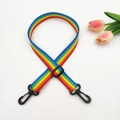 Tracolla regolabile a righe arcobaleno con ganci in plastica nera e decoro tulipano - Arcobaleno + Fibbia Nera