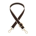 Detail of coffee-colored labyrinth pattern woven strap with gold metal lobster clasps - Brown