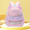 Pink and purple kids backpack with transparent front pocket and cute beaded charm - Pink (Bag Only)