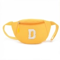 Kids bright yellow fanny pack featuring a white chenille letter D and adjustable strap - Letter D Style / Bright Yellow