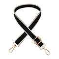 Adjustable 2.5cm wide geometric jacquard purse strap with gold swivel lobster clasps - Gold Buckle / 1-Black with Cream Edge