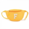 Kids trendy waist bag in vibrant yellow with plush letter F patch and adjustable strap - Letter F Style / Bright Yellow