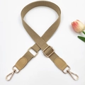 Adjustable khaki canvas bag strap with gold lobster clasps and leather ends - Gold Buckle / 2-Khaki