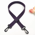 Detail of dark purple woven 2.5cm shoulder strap with black plastic swivel hooks - 13 Dark Purple