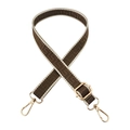 Detail of adjustable 2.5cm geometric jacquard bag strap with gold metal spring hooks - Gold Buckle / 4-Dark Khaki