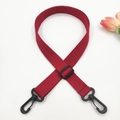 Close-up of adjustable wine red nylon shoulder strap with durable black swivel hooks - 16 Wine Red