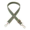 Dettaglio tracolla regolabile con motivo a labirinto e ganci in metallo oro - 9-Verde Matcha con bordo cachi