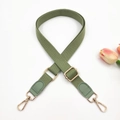 Bandoulière réglable en toile vert foncé avec crochets dorés pour sac à main - Boucle Dorée / Vert Haricot