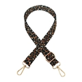 Verstellbarer Taschenriemen mit Leopardenmuster, Jacquard-Gewebe und goldenen Metallhaken - Goldschnalle / Schwarz-Beige-Braun Leopard
