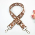 Detail of ethnic geometric diamond pattern embroidery on a 3.8cm wide bag strap - 8-Beige Brown