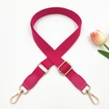 Detail of adjustable rose red fabric shoulder strap with gold metal swivel hooks - 10-Rose Red