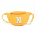 Kids vibrant yellow fanny pack with large white N letter patch and adjustable strap - Letter N Style / Bright Yellow