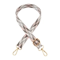Tracolla regolabile da 2,5 cm con motivo geometrico colorato e ganci in metallo oro - Fibbia Oro / 02-Grigio Chiaro Rosa Bianco