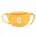 Kids bright yellow nylon waist bag with embroidered plush letter Q and adjustable strap - Letter Q Style / Bright Yellow