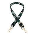 Adjustable colorful jacquard bag strap with geometric patterns and gold metal hooks - Black White Green