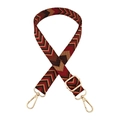 Detail of 2.5cm adjustable jacquard bag strap with wave pattern and gold metal hooks - Retro Red Coffee