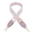 Adjustable 3.8cm wide woven purse strap with purple wave pattern and gold metal hooks - Gold Buckle / Purple + Purple Leather