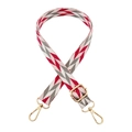 Adjustable geometric wave woven shoulder strap with gold metal hooks for crossbody bags - Grey Pink Rose Red