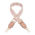 Adjustable wide replacement bag strap with pink and white wave pattern and metal hooks - Pink + Pink Leather