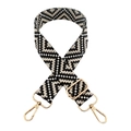 Adjustable 3.8cm wide geometric stripe shoulder strap with elegant gold metal buckles - Gold Buckle / Dark Gray Black