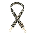 Adjustable leopard jacquard shoulder strap with gold metal hooks for handbags - Beige Khaki Leopard
