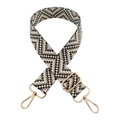 Adjustable 3.8cm striped shoulder strap with black, white, and grey woven patterns - Gold Buckle / Gray