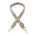 Detail of 2.5cm colorful woven shoulder strap with gold metal hooks and geometric pattern - Lotus Pink Beige Green
