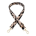 Detail view of jacquard camo leopard print bag strap with golden metal lobster clasps - Leopard Black Pink