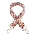 Adjustable woven replacement bag strap with pink and brown wave pattern and gold buckles - Lotus root pink