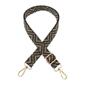 Adjustable 2.5cm colorful jacquard crossbody strap with geometric pattern and gold hardware - Gold Buckle / 01-Black Grey