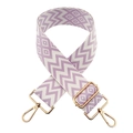 Tracolla regolabile larga 5 cm con motivo a onde jacquard viola lavanda e bianco - Fibbia Oro / Bianco Viola