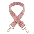 Detail of adjustable 3.8cm striped woven strap with gold metal lobster clasps - Sakura Pink